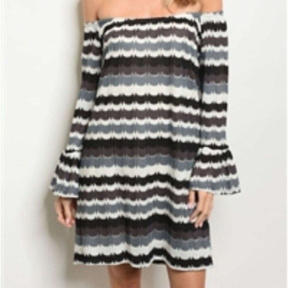 Blue Off The Shoulder Sweater Dress M